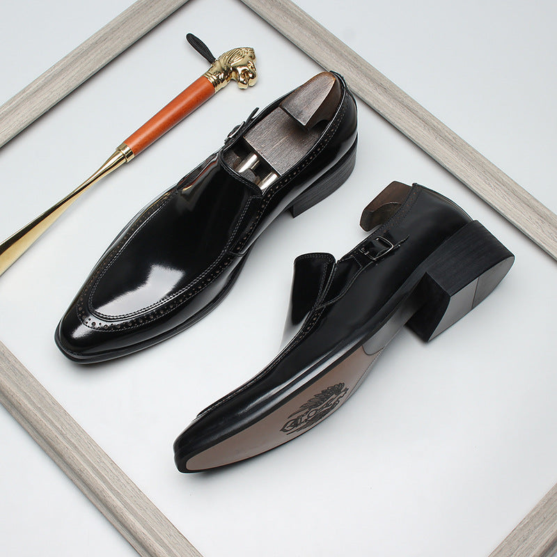 Men's Italian Handmade Business Top Layer Cowhide Pointed Toe Leather Shoes
