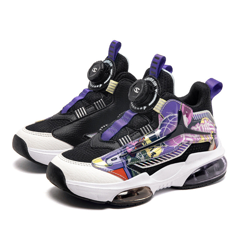 Children's Basketball Breathable Rotating Buckle Boys Big Kid's Sneakers