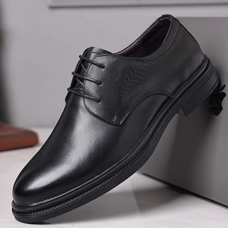 Men's Top Layer Cowhide Thick Bottom Soft Leather Shoes