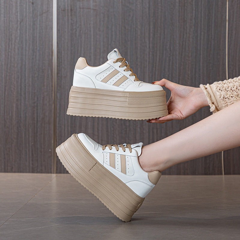 Women's Korean Style Versatile Breathable White Color Matching Casual Shoes