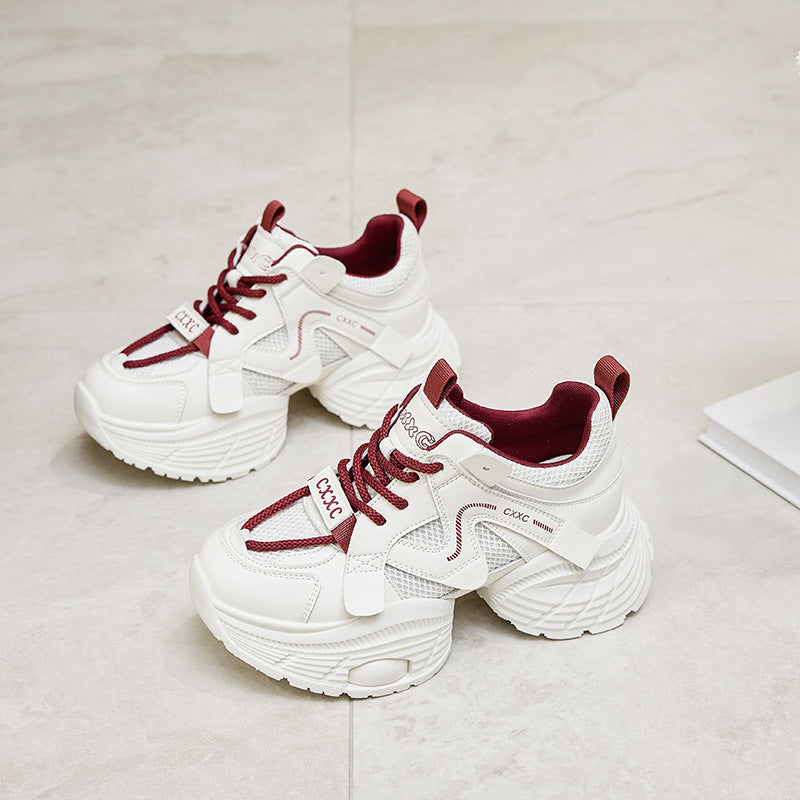 Women's Lightweight Soft Sole White Spring Height Casual Shoes