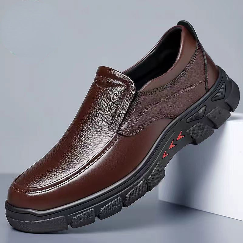 Men's Platform Fleece-lined Cowhide Plus Size Leather Shoes