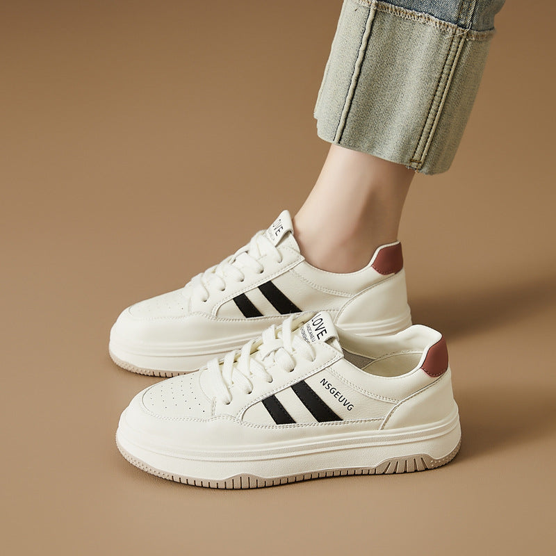 Women's White Autumn Fashion Platform Soft Bottom Sneakers