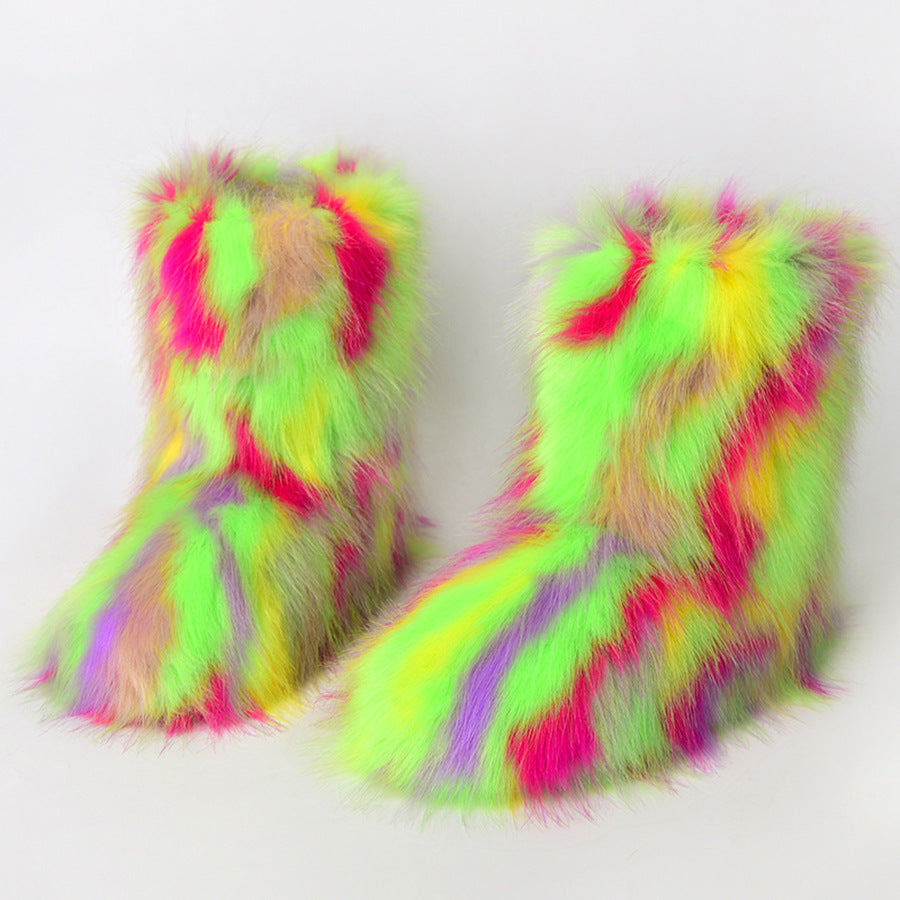 Women's Wool Fur Winter Plush Personalized Length Snow Boots