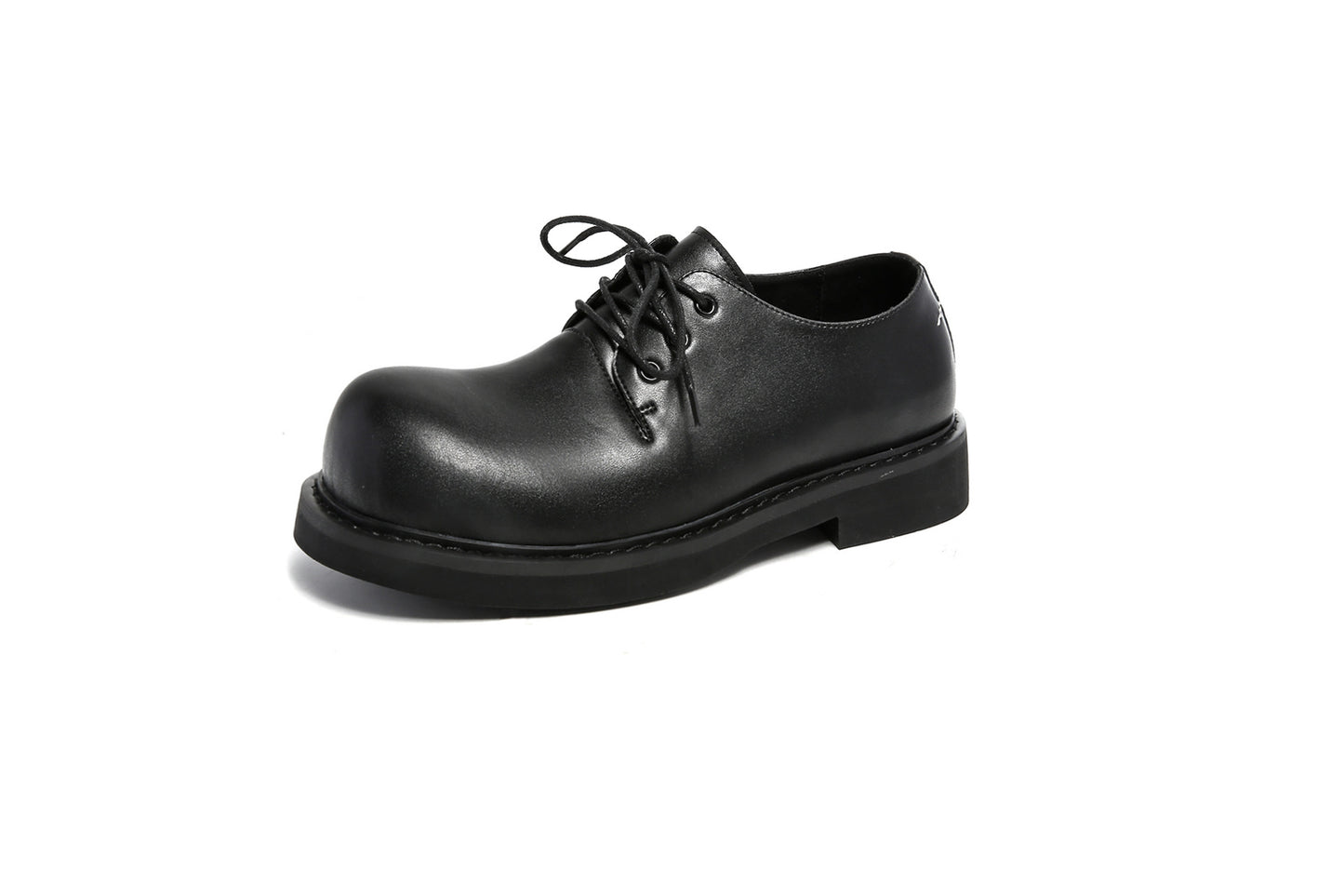 Men's Embroidery Big Head Niche High-grade Black Leather Shoes