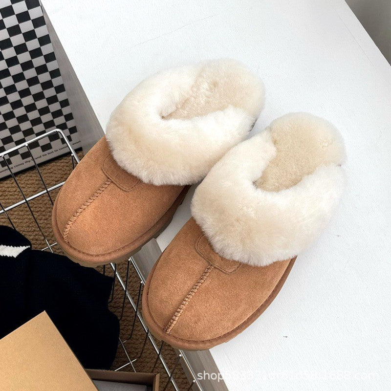 Women's Fur Integrated Bo Bottom Star Snow Boots