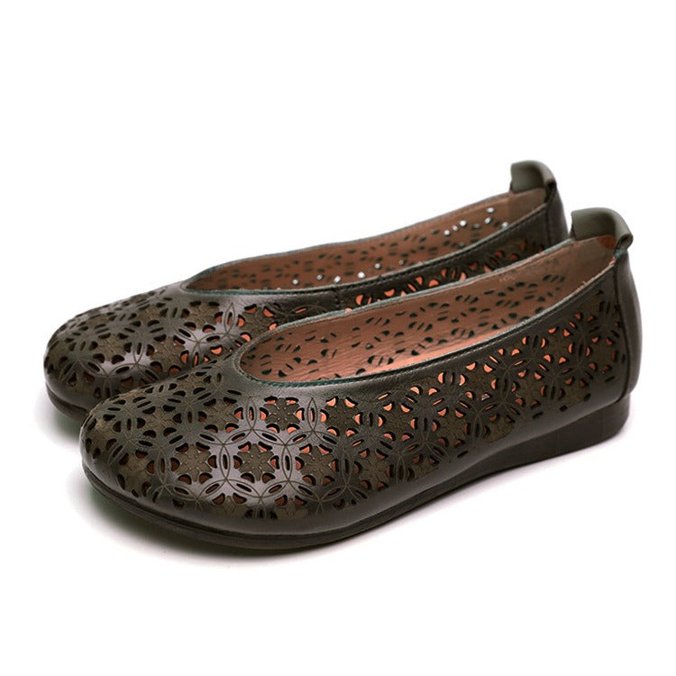 Women's Closed Toe Hollow Slip-on Low Soft Bottom Comfortable Sandals