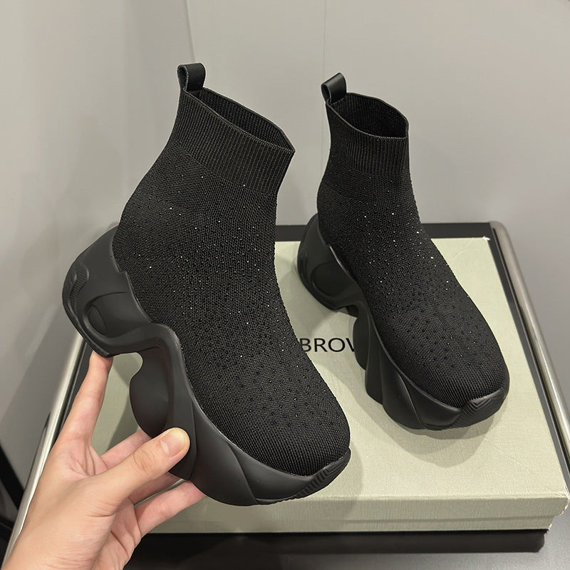 Women's Socks Fashionable Flying Woven Platform Height Sneakers