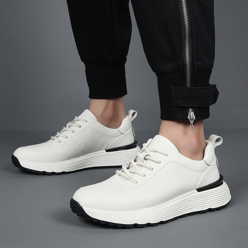 Men's Autumn First Layer Cowhide Trendy Platform Sneakers
