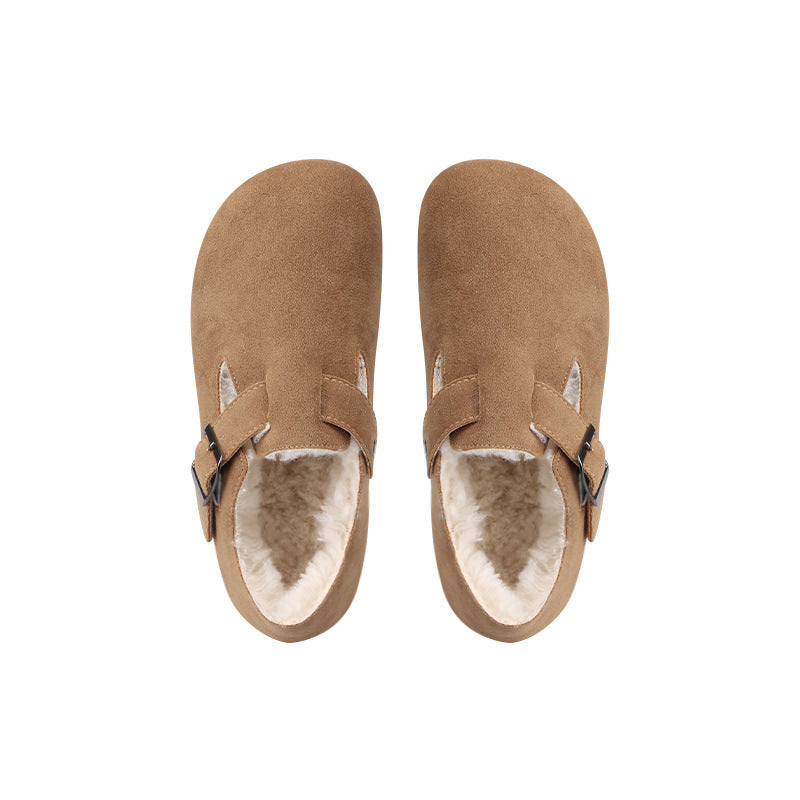 Women's Height Increasing Insole Warm Fleece-lined Slip-on Pumps Soft Casual Shoes