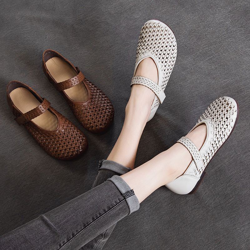 Women's Mother's Summer Hollow Hole Flat Vintage Sandals