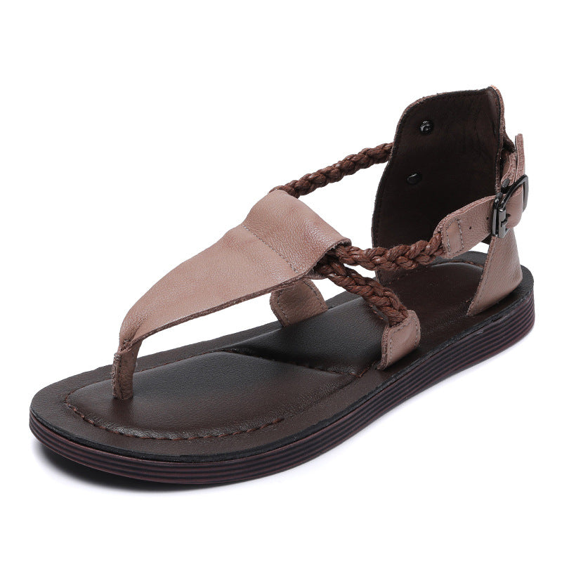 British Style Genuine Open Toe Handmade Sandals