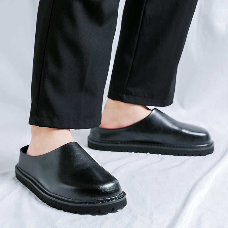 Men's Lazy Flat Bottom Slip On Pump Leather Shoes