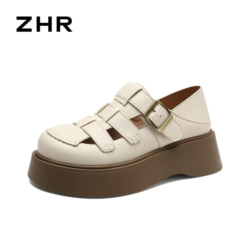 Women's Closed Toe Woven Pitcher Plant Two-way Sandals