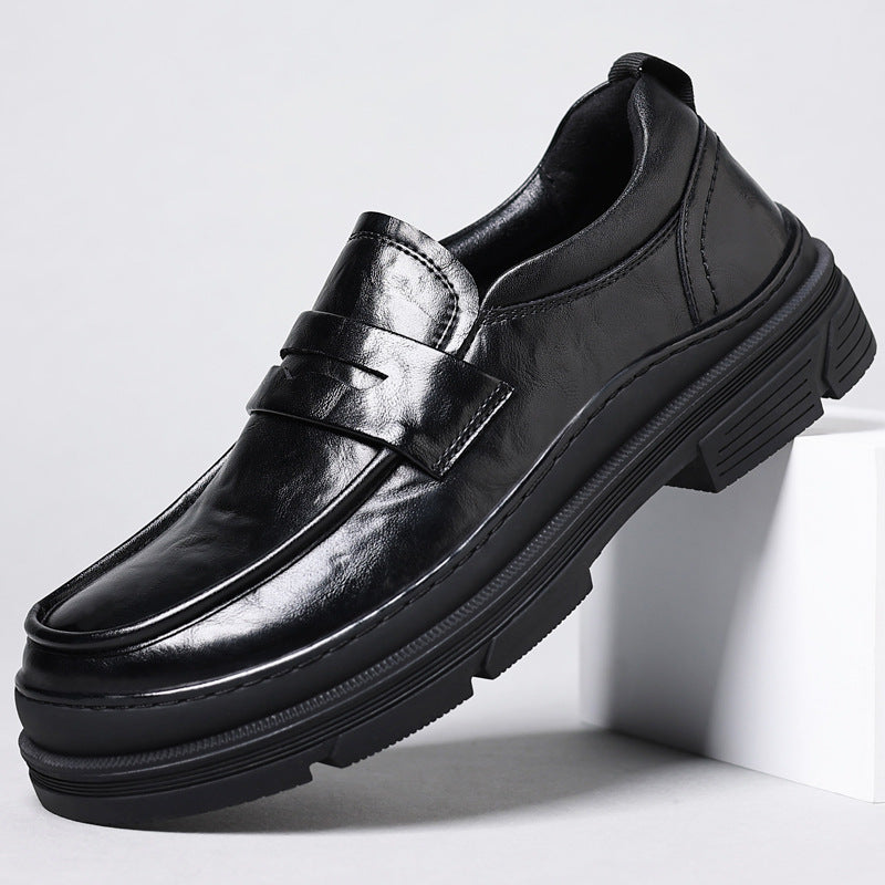 Men's Increased Trend British Style Small Dad Hand Leather Shoes