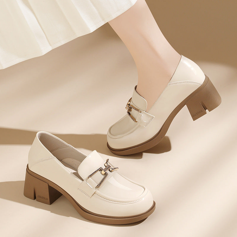 Women's Soft Patent Spring British Style Slip-on Loafers