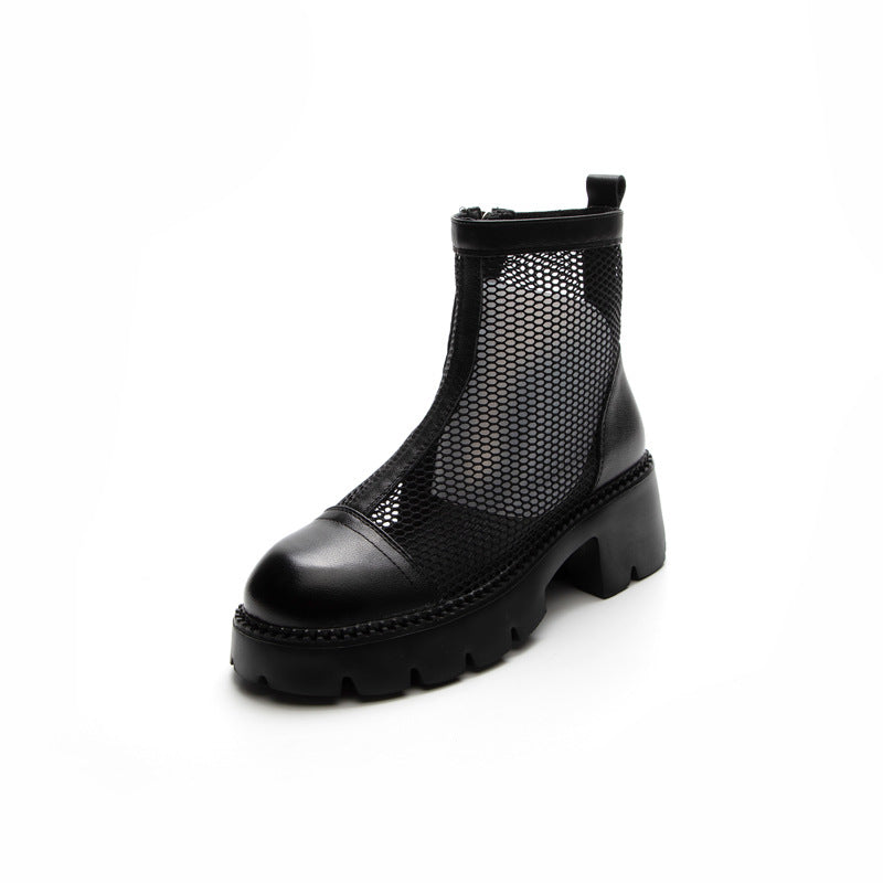 Women's Breathable Mesh High Summer Thick Bottom Heels