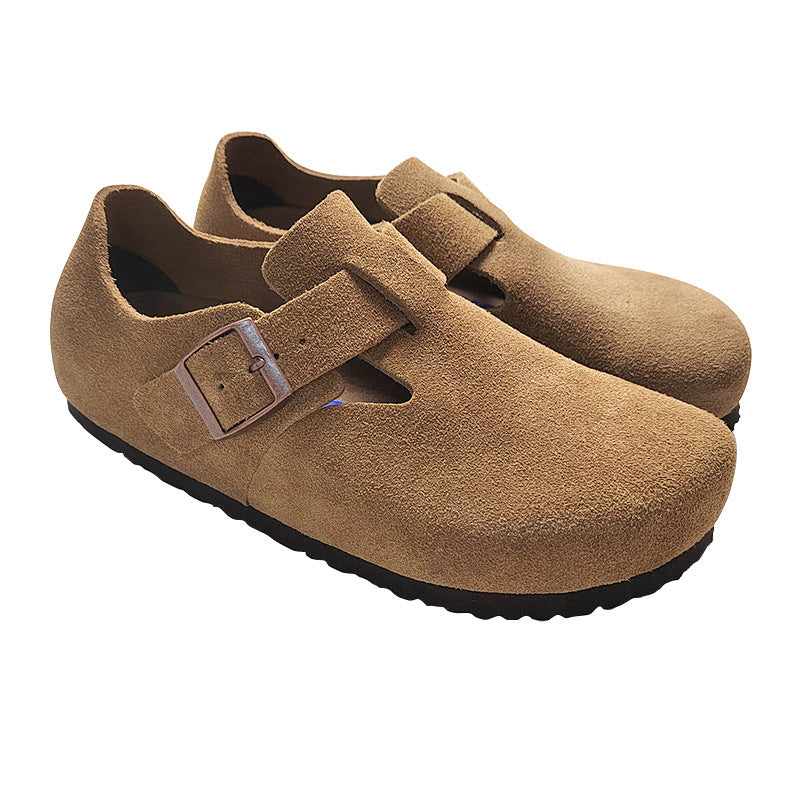 Women's Cork Toe Box All-inclusive Cowhide Low Casual Shoes