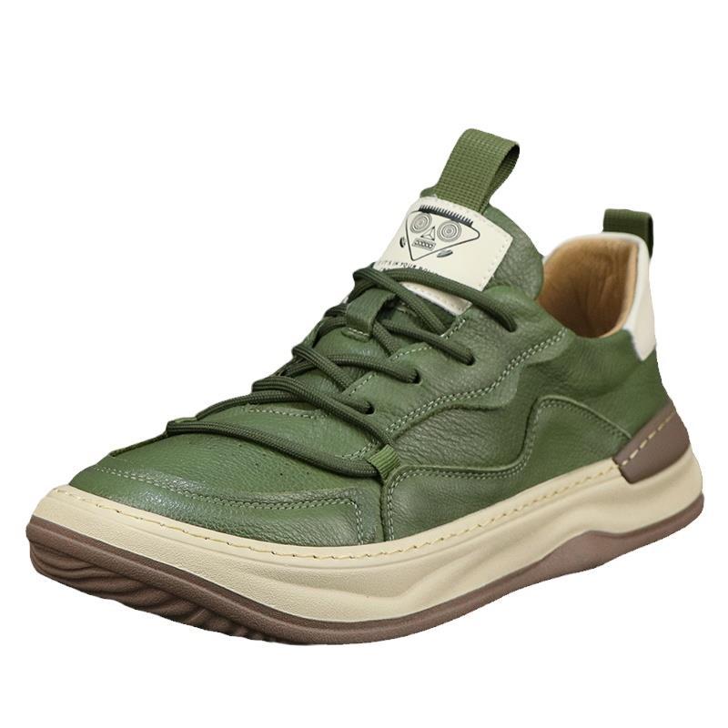 Men's Soft Cow White Trendy Versatile Board Casual Shoes