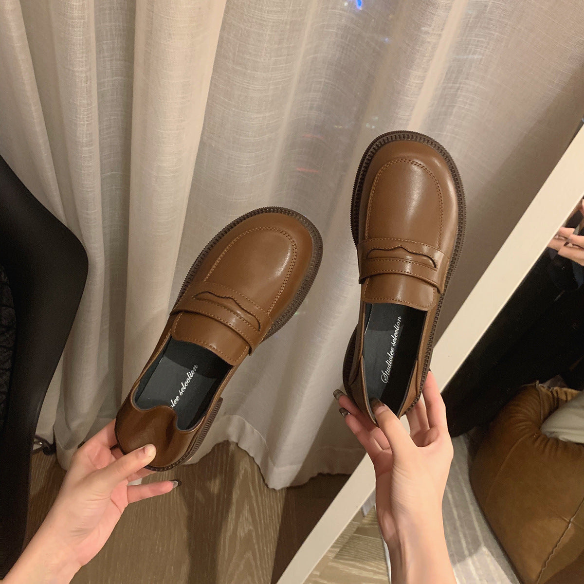 Women's Platform Thick With British Style One Loafers