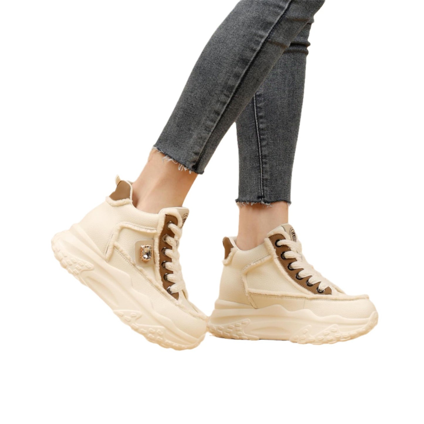 Women's Thick Bottom White For Leisure Sports Casual Shoes