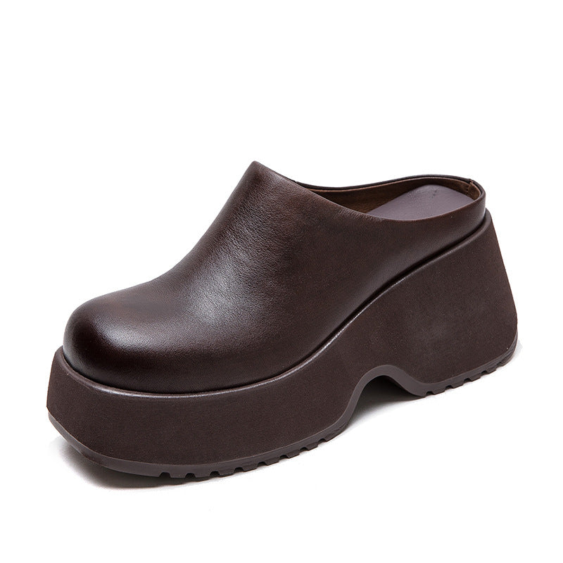 Women's Lazy Pump Outdoor Retro Height Increasing Slippers