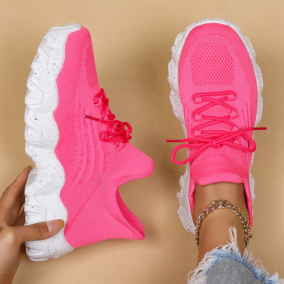 Women's Plus Size Sports Breathable Socks Slip-on Casual Shoes