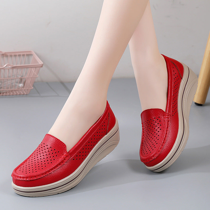 Women's Genuine Wedge Pumps Platform Shake Plus Size Casual Shoes