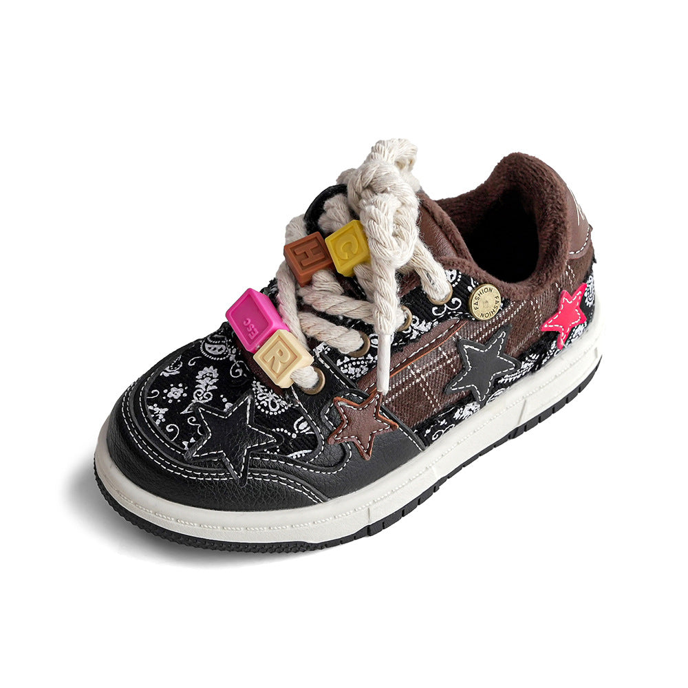 Children's Basketball Board Fleece-lined Boys Trend Kid's Sneakers