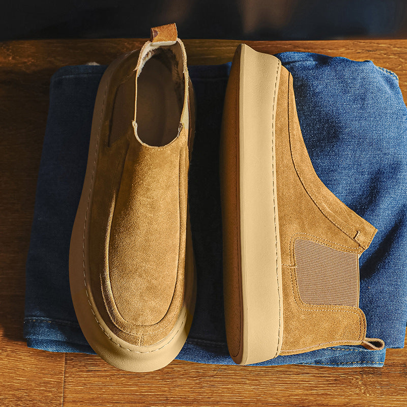 Men's Booties Suede Thick Bottom Hight Increasing Board Boots