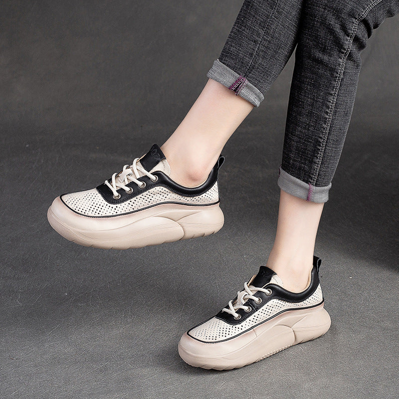 Women's Platform Top Layer Cowhide Front Sports Sandals