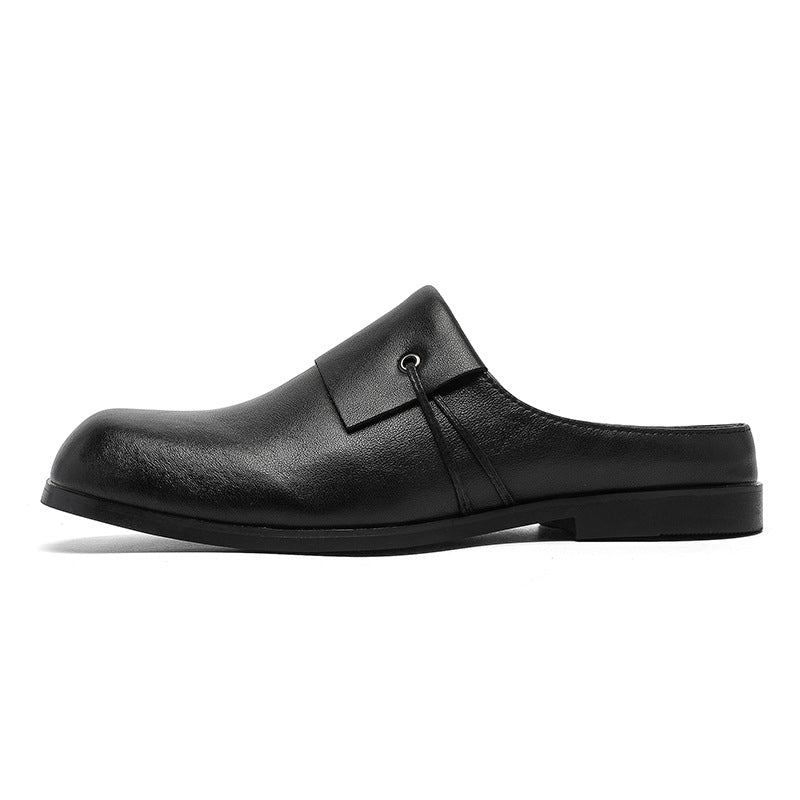 Niche Flat Slip-on Toe Cap Semi Sandals