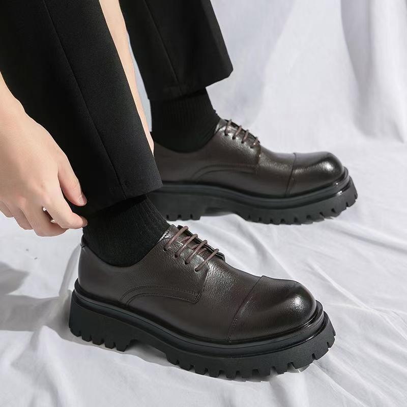 Men's Formal Wear Big Head Thick Bottom Men's Casual Leather Shoes