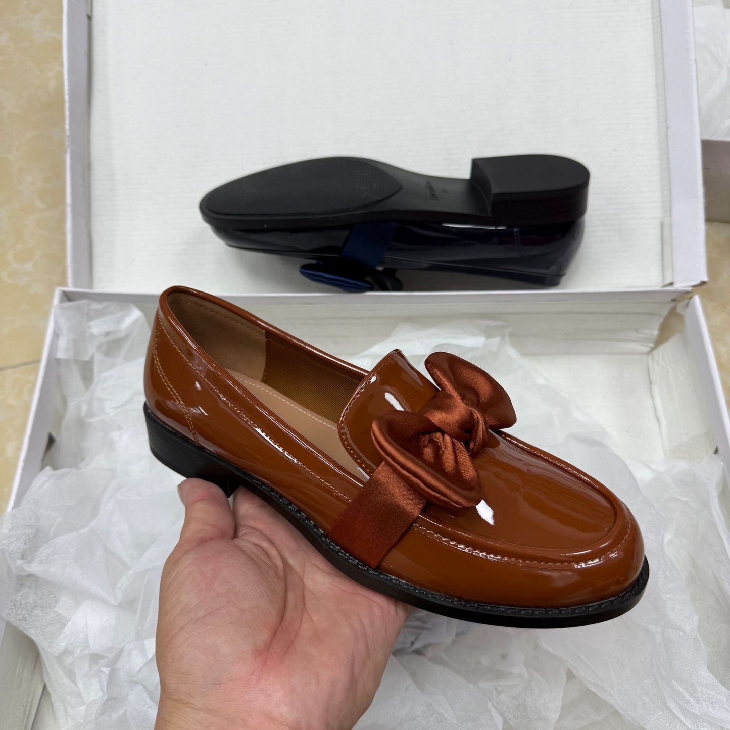 Women's Bow British Style Retro Chunky Loafers