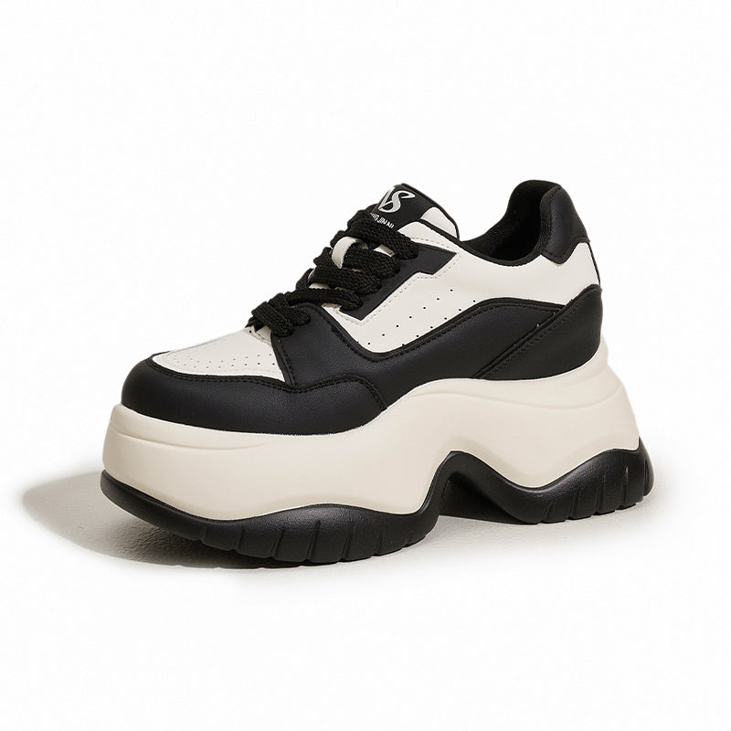 Women's White Fleece Warm Sports Fashionable Height Increasing Women's Casual Shoes