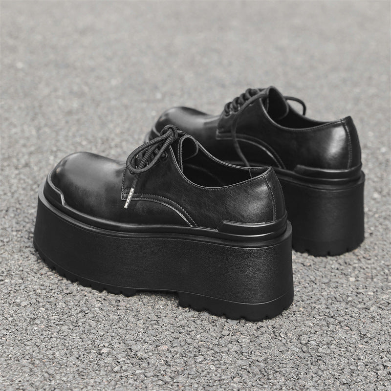 Men's Thick Bottom Increased Derby British Style Leather Shoes