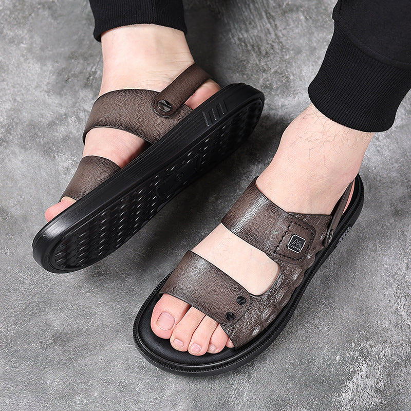 Men's Sheepskin Beach Outdoor Fashion Genuine Open Men's Shoes