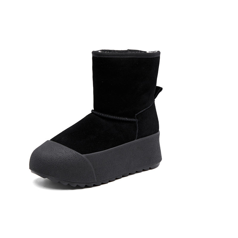 Women's Insole Wool Platform Winter Fleece-lined Thickened Northeast Snow Boots