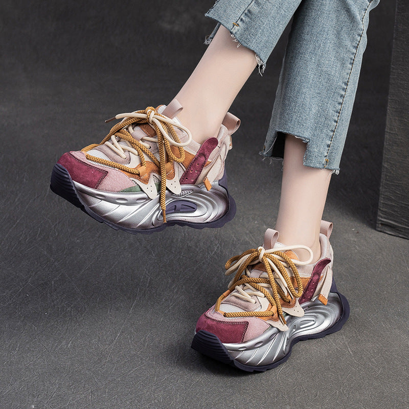 Women's Candy Color Small Heightened Daddy Contrast Casual Shoes