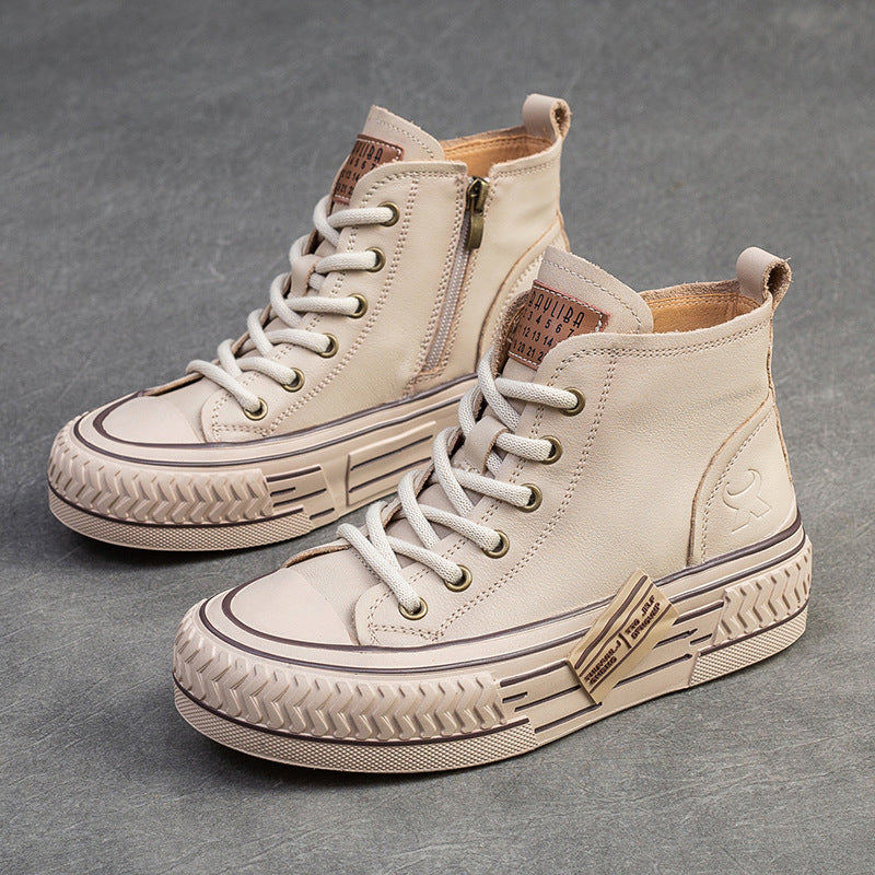 Pumps Front Top Layer Cowhide Light Casual Shoes