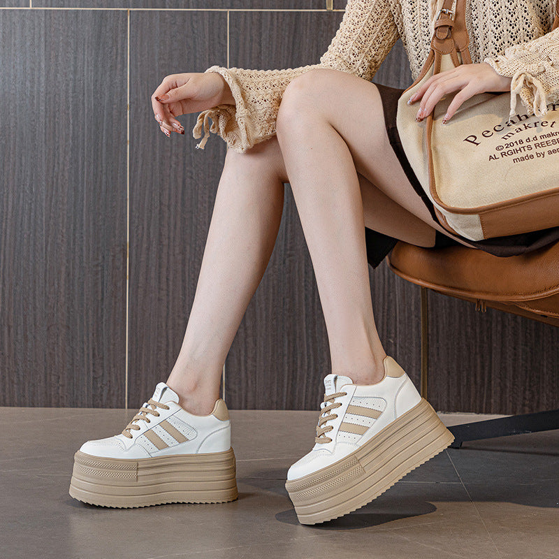 Women's Korean Style Versatile Breathable White Color Matching Casual Shoes