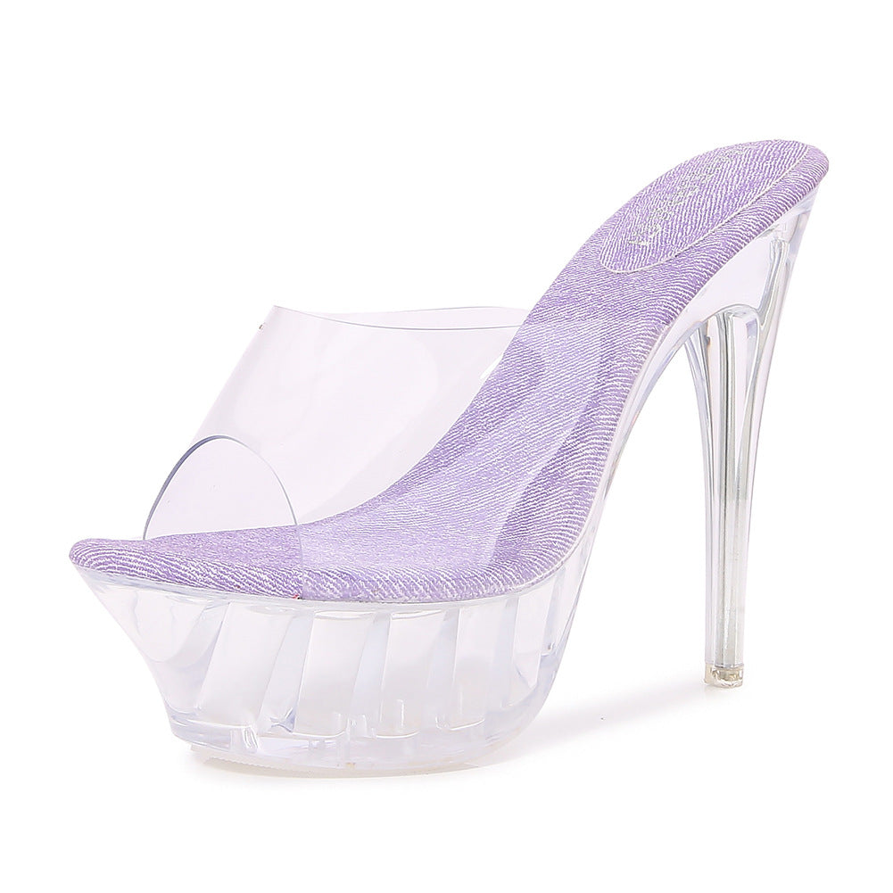 Catwalk Fashion Transparent Waterproof Platform Stiletto Heels