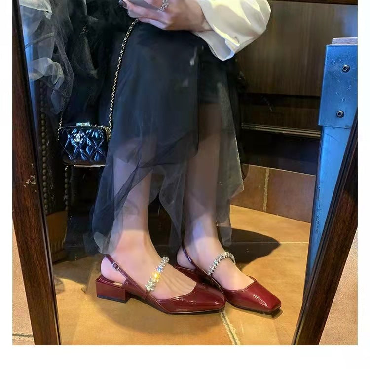 Women's Flat Pumps Closed Toe Single Strap Heels