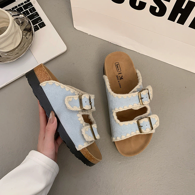 Women's Genuine Thick-soled Summer Fashion Outerwear Half Slippers