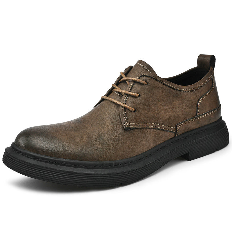 Men's Four Sewing Line Large Size Rubber Leather Shoes