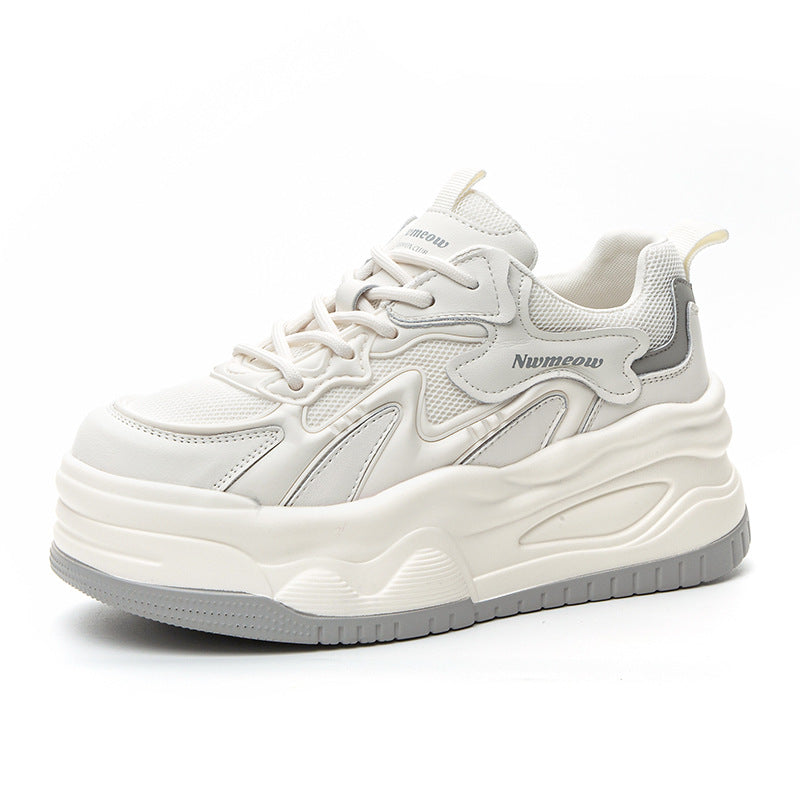 Women's Mesh Breathable White For Summer Platform Dad Casual Shoes