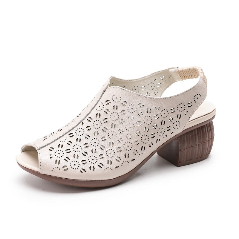 Women's Mouth Slip-on Soft Bottom Top Layer Heels