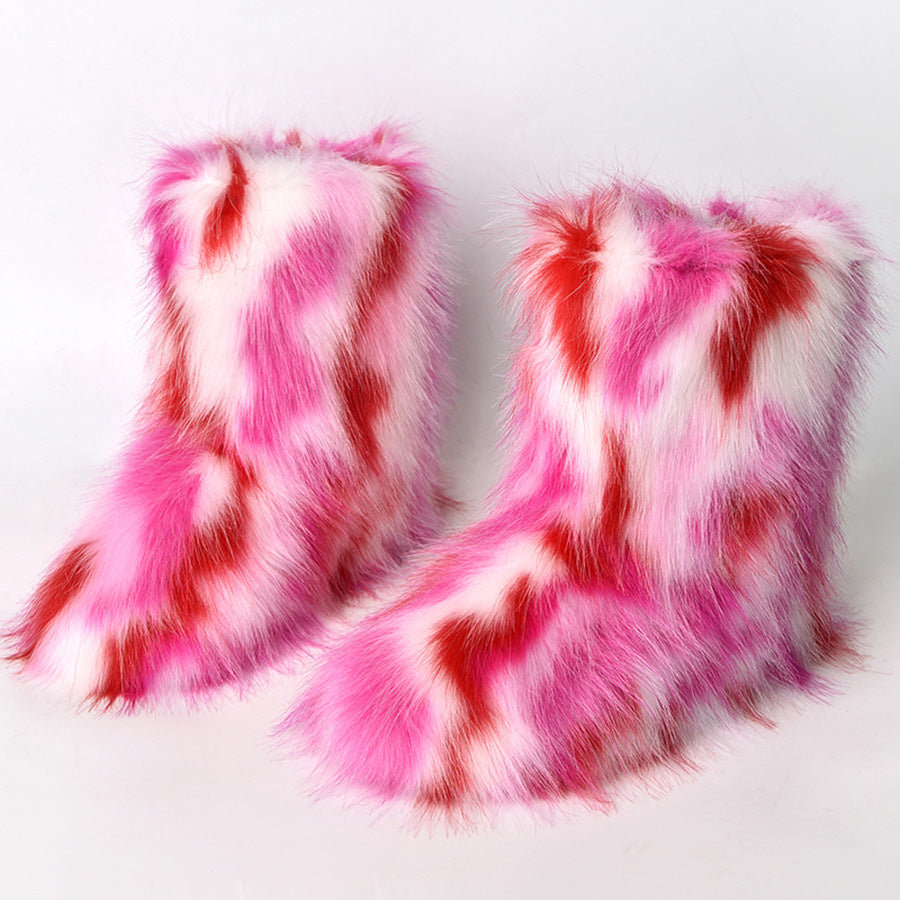 Women's Wool Fur Winter Plush Personalized Length Snow Boots