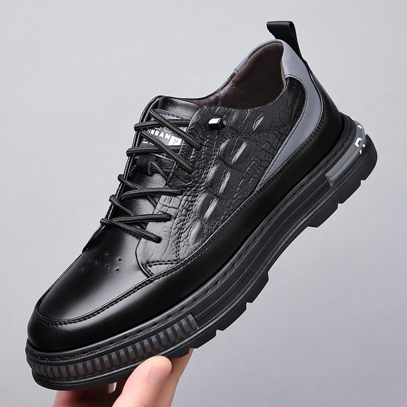 Men's Invisible Inner Height Increasing White Casual Shoes