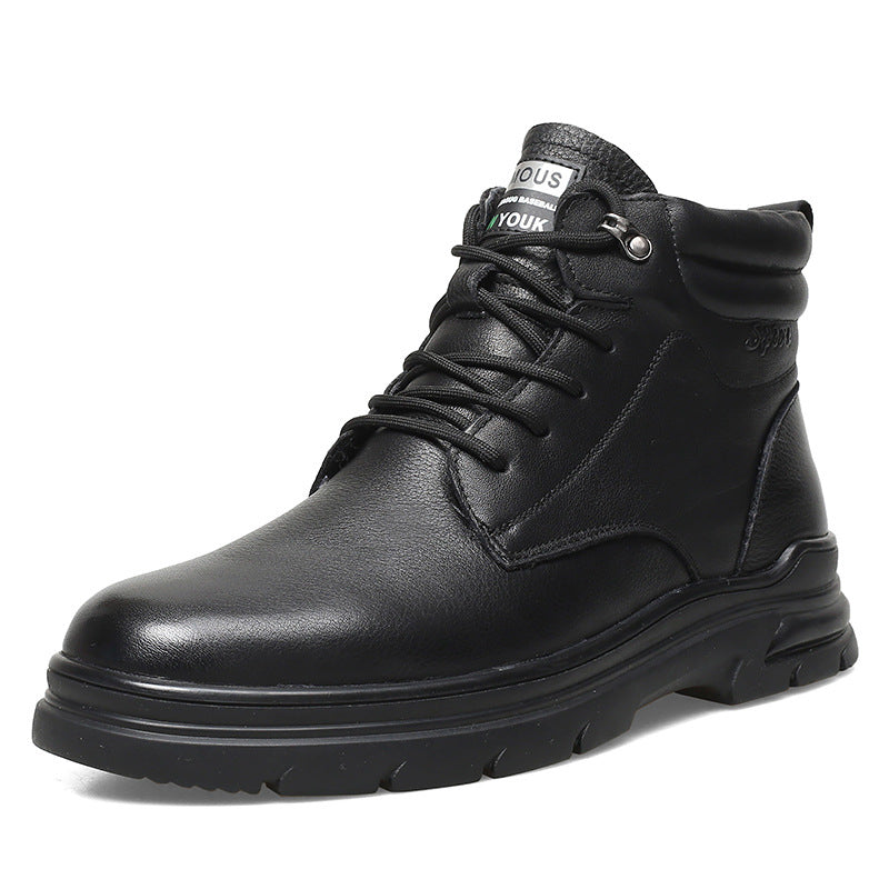 Men's Fur First Layer Cowhide High-grade Winter Snow Boots